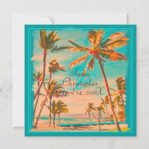 PixDezines vintage hawaiian/teal Inbjudningar
