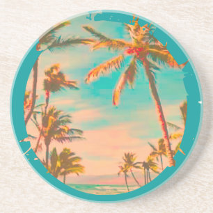 PixDezines Vintage hawaiiansk strandscen Underlägg