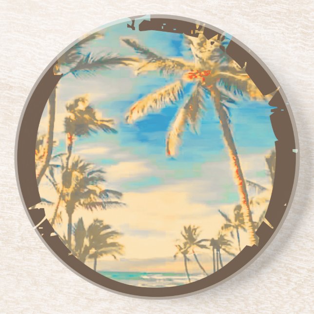 PixDezines Vintage hawaiiansk strandscen Underlägg (Framsidan)