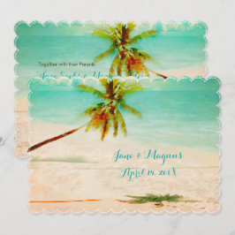 PixDezines Vintage hawaiianskt strand/Turkos Inbjudningar
