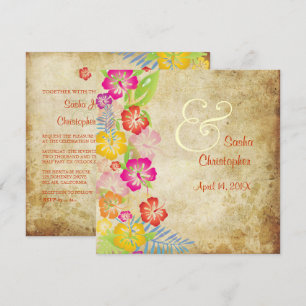 PixDezines VINTAGE HIBISC LEIS/LUAU Inbjudningar