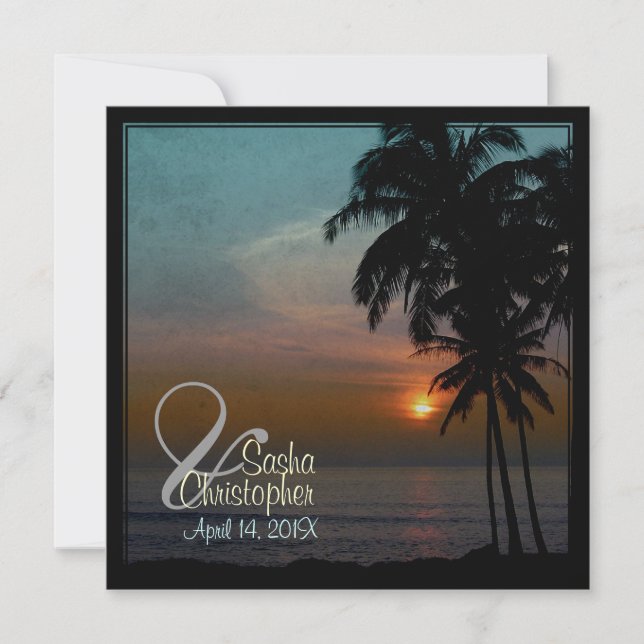 PixDezines vintage hula sunset/luau Inbjudningar (Framsida)