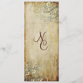 PixDezines vintage-kräm snurrar bröllopsprogram Program