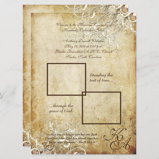 PixDezines vintage krämvirvlar Inbjudningar (Fram/baksida)