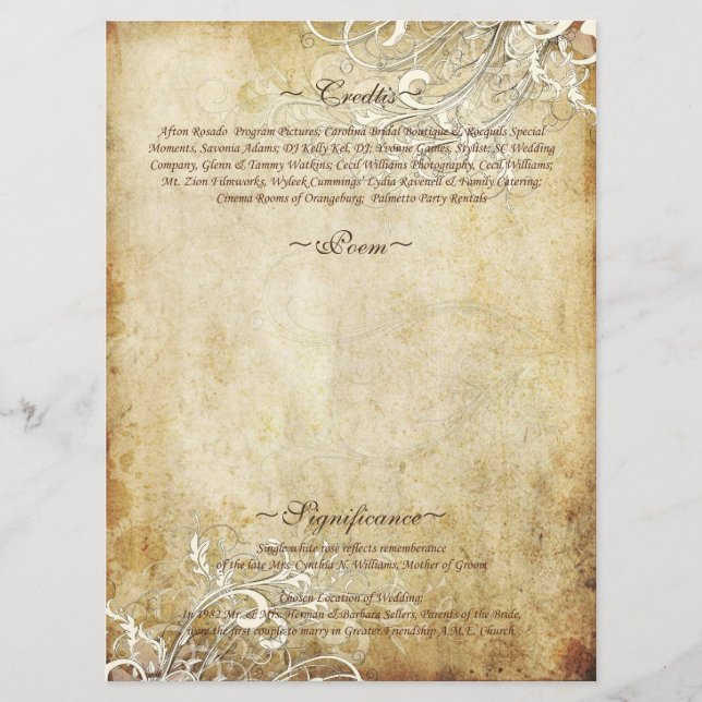 PixDezines vintage krämvirvlar Program (Framsida)