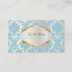 PixDezines vintage la paloma damask/himmel blue Visitkort