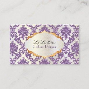 PixDezines vintage la paloma damask/lavender Visitkort
