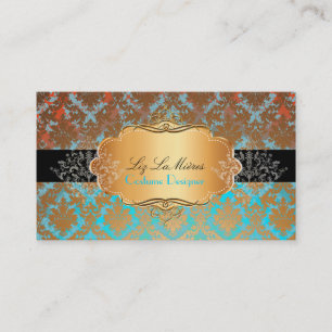 PixDezines vintage la paloma damask Visitkort