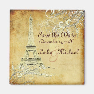 PixDezines Vintage La Tour Eiffel, spara datumet Magnet