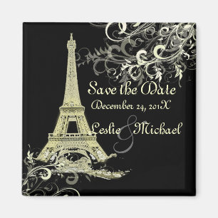 PixDezines Vintage La Tour Eiffel, spara datumet Magnet