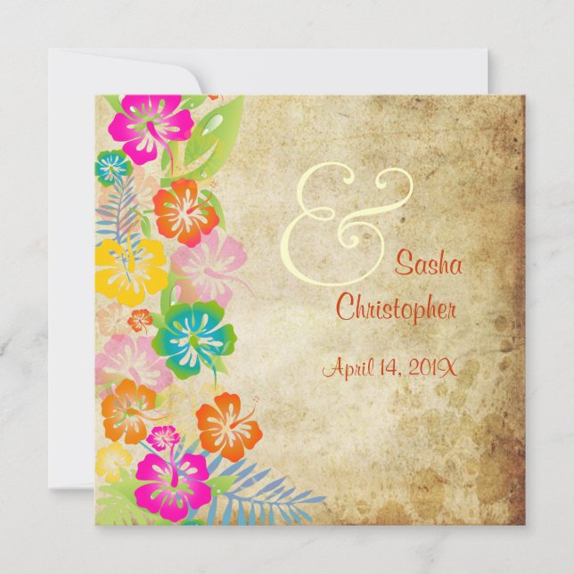 PixDezines vintage/leis/luau/hibiscus Inbjudningar (Framsida)