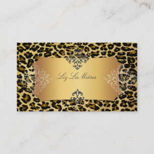 PixDezines Vintage leopard+damm Visitkort