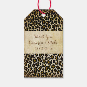 PixDezines vintage leopard print faux parchment Presentetikett