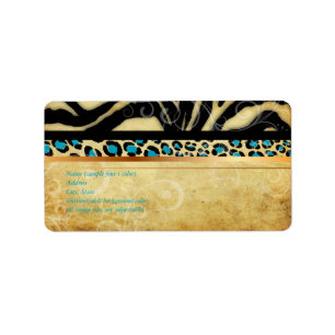 PixDezines vintage leopard+zebra Adressetikett