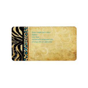 PixDezines vintage leopard+zebra Adressetikett