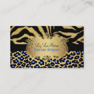 PixDezines VINTAGE LEOPARD+ZEBRA+FAUX+GOLD+LABEL Visitkort
