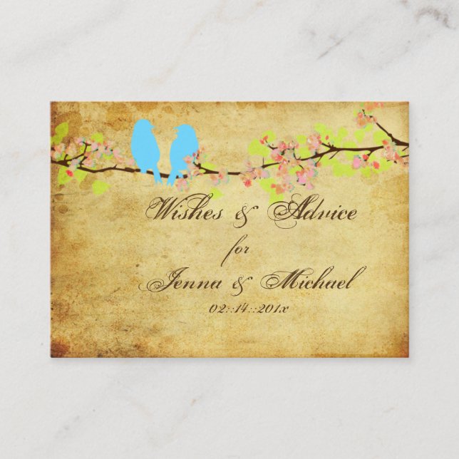 PixDezines Vintage Love birds, rådgivkort Rådkort (Framsida)