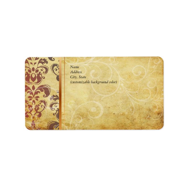 PixDezines vintage lys Damask Adressetikett (Framsidan)