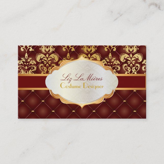 PixDezines vintage lys Damask Visitkort (Framsida)