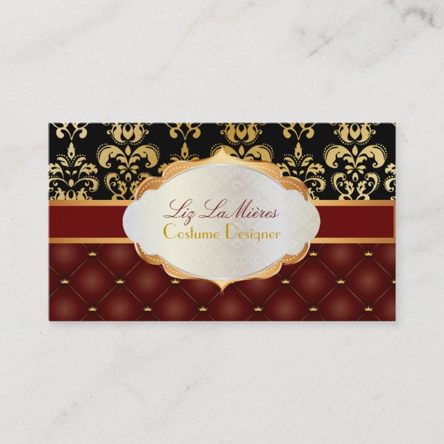 PixDezines vintage lys Damask Visitkort (Framsida)