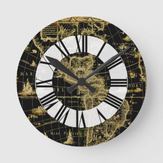 PixDezines vintage nautical karta Rund Klocka