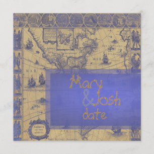 PixDezines Vintage Nautical World Map Inbjudningar