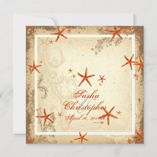 PixDezines vintage orange starfish Inbjudningar
