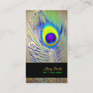 PixDezines vintage peacock+filigree swirrds Visitkort