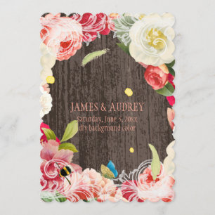 PixDezines vintage peonies, rosor/redoute Inbjudningar