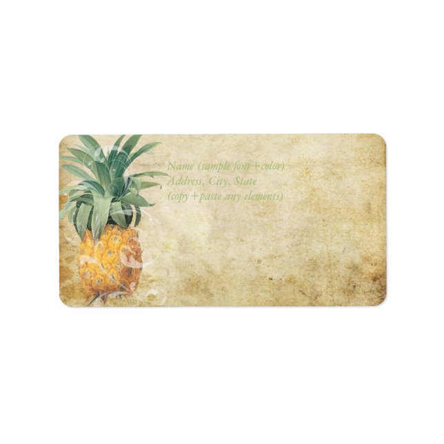PixDezines Vintage Pineapples-etiketter Adressetikett (Framsidan)