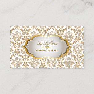 PixDezines vintage piqué damask/metallisk silver Visitkort