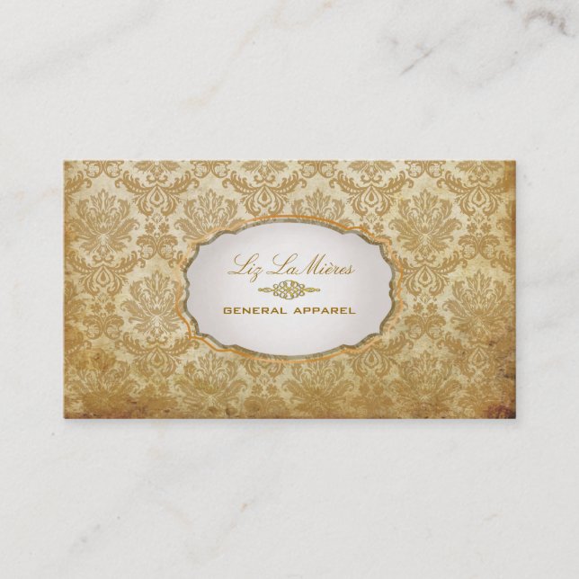 PixDezines vintage piqué damask Visitkort (Framsida)