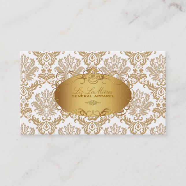 PixDezines vintage piqué damask Visitkort (Framsida)