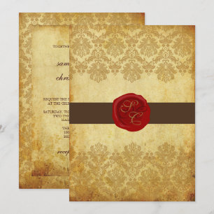 PixDezines Vintage+Pique Snöre Damask+Vax försegli Inbjudningar