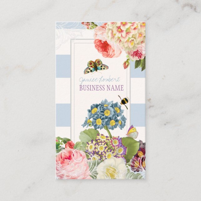PixDezines vintage primrose, peonier Visitkort (Framsida)
