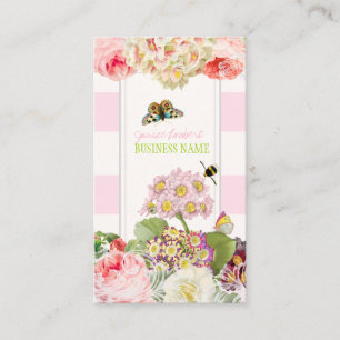 PixDezines vintage primrose, peonier Visitkort
