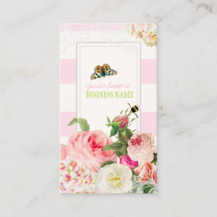 PixDezines vintage primrose, peonies Visitkort