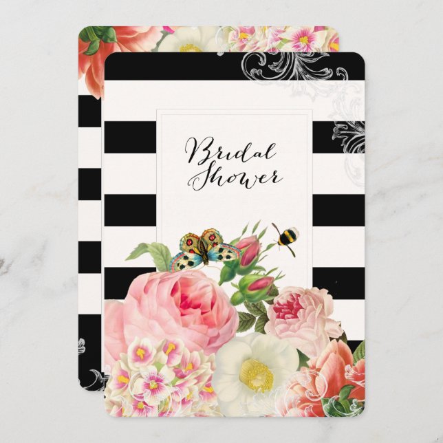 PixDezines vintage ro/möhippa/ Inbjudningar (Fram/baksida)