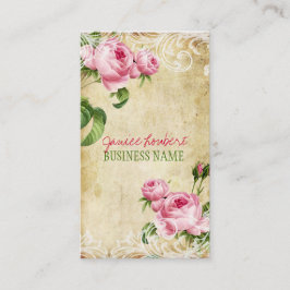 PixDezines vintage rosor/faux parchment Visitkort