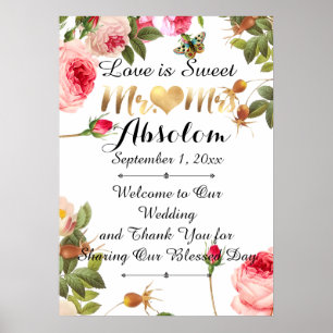 PixDezines Vintage Rosor/Mottagning Poster