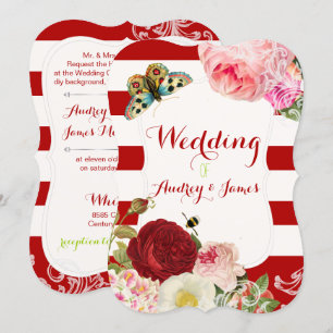 PixDezines vintage rosor/peonies/primrose Inbjudningar
