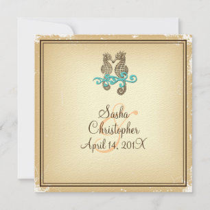 PixDezines Vintage Seahorse / Inbjudningar