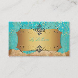 PixDezines Vintage Snöre-Up/blue Visitkort