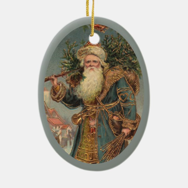 PixDezines Vintage St. Nicholas Julgransprydnad Keramik (Baksidan)