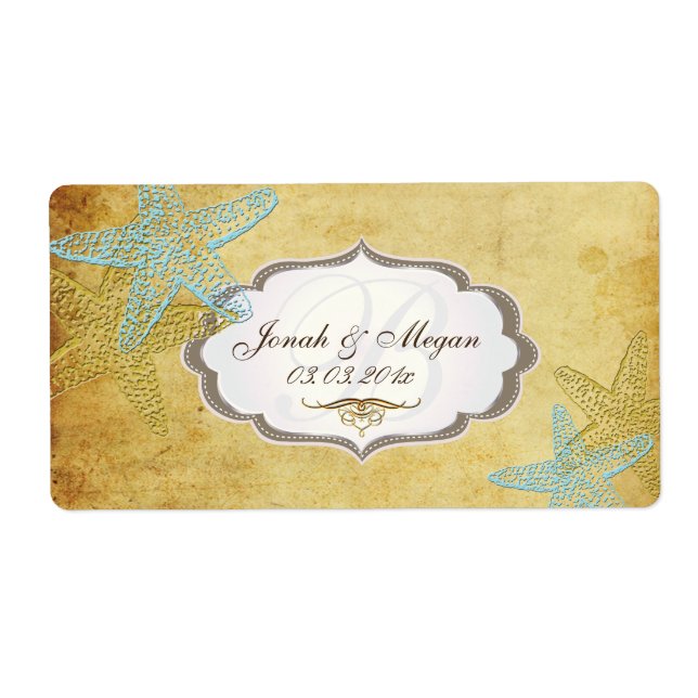 PixDezines vintage starfish+4 etikettval Fraktsedel (Framsidan)