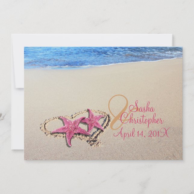 PixDezines vintage Starfish/Beach Wedding Inbjudningar (Framsida)