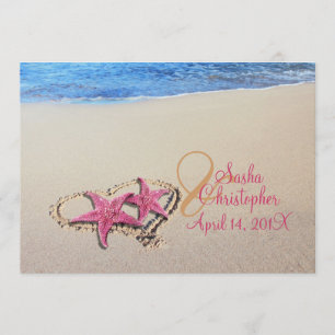 PixDezines vintage Starfish/Beach Wedding Inbjudningar
