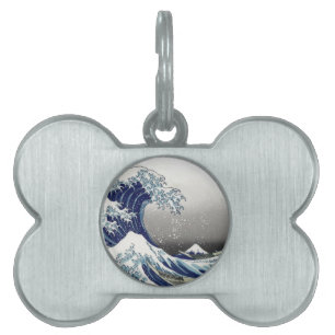 PixDezines Vintage, Stora vågen, Hokusai 葛飾北斎の神奈川沖 Namnbricka Husdjur