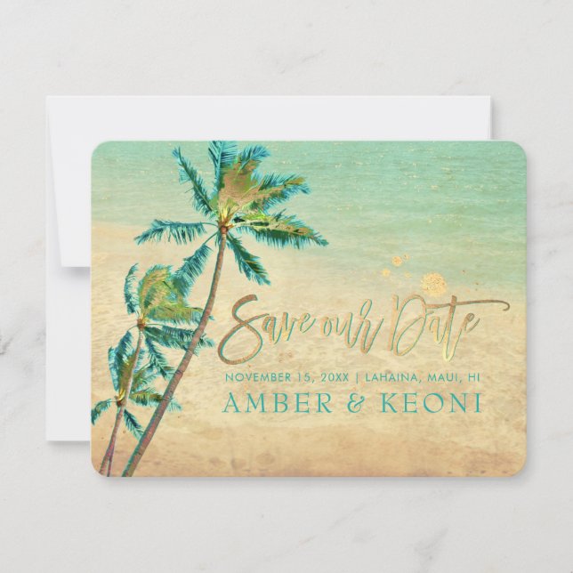 PixDezines Vintage Strand/Palmträd/Spara datum Spara Datumet (Framsida)