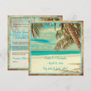 PixDezines vintage-strand, tropiska paradiset Inbjudningar